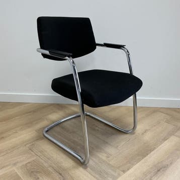 Markant vergaderstoel / stapelstoel,  zwart - chroom, Huis en Inrichting, Gebruikt, Zwart, Eén