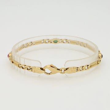 Armband - 14 karaat Geel goud - Saffier-Robijn-Smaragd, Nieuw