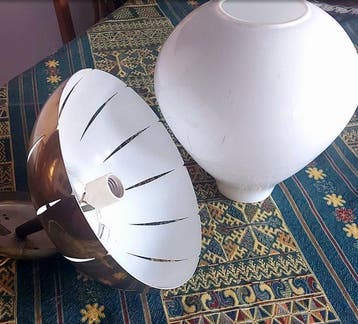 Lampe à suspendre - Laiton doré, Opaline - Imperialite /, Antiquités & Art