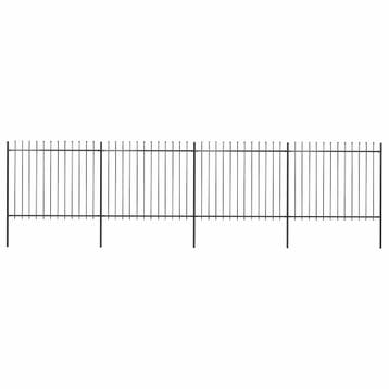 vidaXL Tuinhek met speerpunt staal 671x150 cm zwart, Verzenden