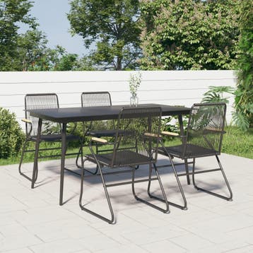 vidaXL 5-delige Tuinset PVC-rattan zwart, Verzenden, Nieuw, Tuinset