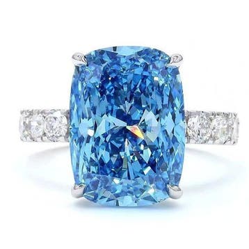 Ring - 18 karaat Witgoud - 9.00ct. tw. Blauw Diamant (Fancy, Nieuw
