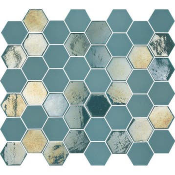 Wand Mozaïek Tegels Factory Hexagon Keramiek Turquoise -..., Nieuw, Ophalen of Verzenden, 20 tot 40 cm, 10 m² of meer