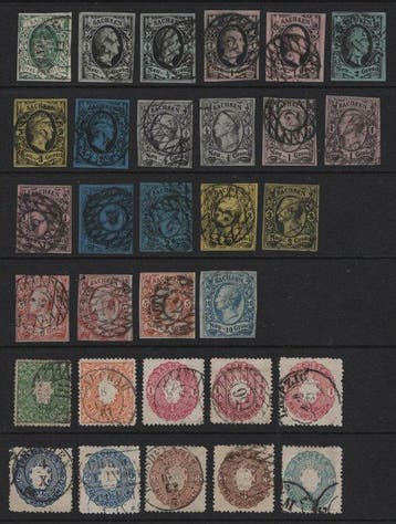 Saxe 1851/1863 - à partir du n° 2, complet et en bon état -