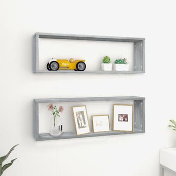 vidaXL Wandschappen kubus 2 st 80x15x26,5 cm bewerkt hout, Verzenden