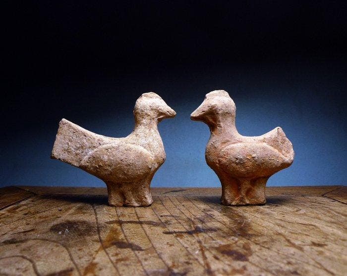 Oud-Chinees, Han-dynastie Keramiek keramische vogelvormige, Collections, Minéraux & Fossiles