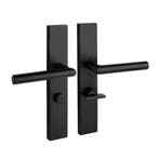 Geveerde deurklink Ferro mat zwart op schild met WC-slot..., Ophalen of Verzenden, Nieuw, IJzer, Klink of Kruk