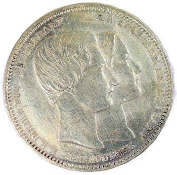 België. Leopold I – 5 Francs 1853 – Marriage of the Duke and
