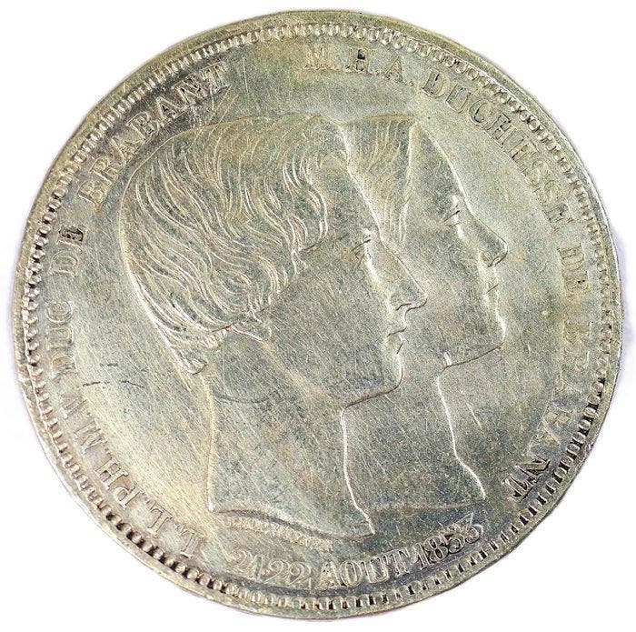 België. Leopold I – 5 Francs 1853 – Marriage of the Duke and, Timbres & Monnaies, Monnaies | Pays-Bas