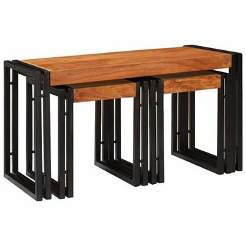 vidaXL Nesttafel 3 st Bruin en Zwart 82 x 40 x 45 cm, Verzenden, Nieuw