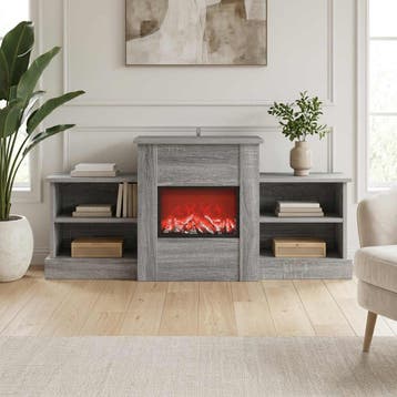 vidaXL Elektrische haard Grijs Sonoma 110 x 30 x 50 cm, Maison & Meubles, Verzenden