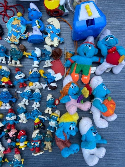 Unknown - Figuur - Smurfen verzameling met paddenstoelhuis, Antiquités & Art, Antiquités | Autres Antiquités