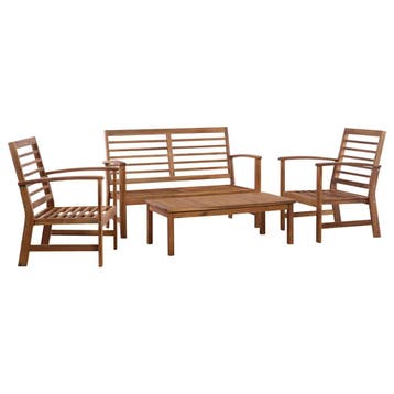 vidaXL 4-delige Loungeset massief acaciahout, Verzenden, Loungeset