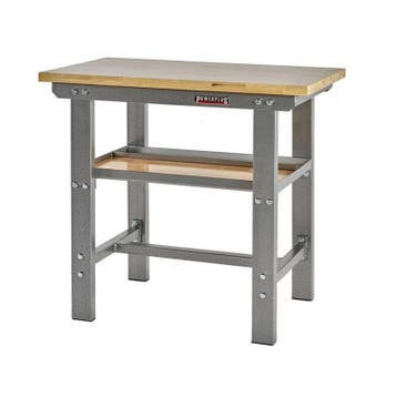 Professionele werkbank 100 cm met hardhouten blad - grijs, Bricolage & Construction, Établis, Ophalen of Verzenden