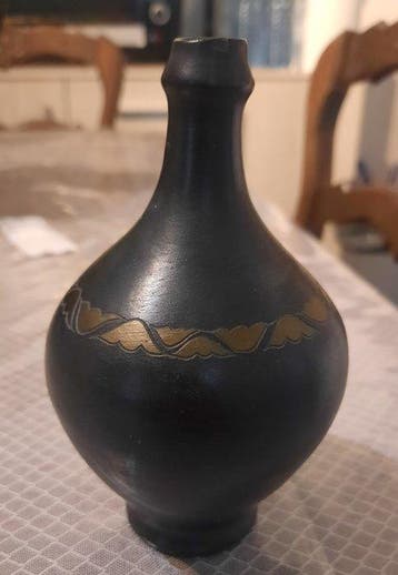 Antonio Rossi - Fles - Keramiek - Zwarte bucchero-vaas