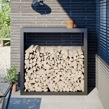 vidaXL Haardhoutrek 100x40x100 cm staal antracietkleurig, Verzenden