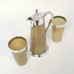 Vroege Art Nouveau/Jugendstil (1886) karaf met 2 bekers -, Antiek en Kunst