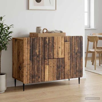 vidaXL Dressoir met lade Oud hout 89 x 34,5 x 62 cm Bewerkt, Verzenden, Nieuw