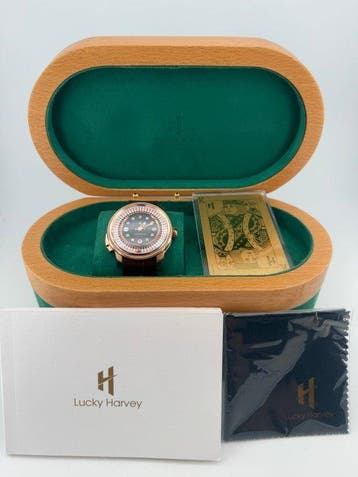 LUCKY HARVEY - Casino Series Rose Gold Poker Roulette 18k, Nieuw