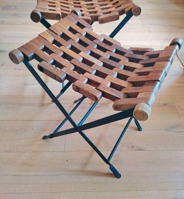 Kruk (2) - Teak, IJzer - krukjes, Antiek en Kunst