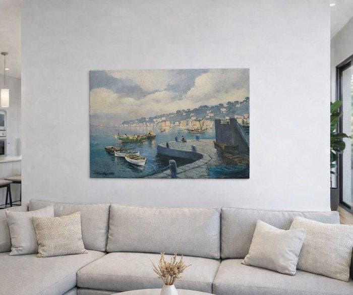 Italiaanse school (XX) - Veduta costiera - napoli, Antiek en Kunst, Kunst | Schilderijen | Klassiek