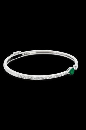 Armband - 14 karaat Witgoud - 1.44ct. tw. Smaragd - Diamant
