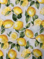 Magnifique tissu d’ameublement à motifs de citrons - Textile, Antiek en Kunst, Antiek | Tapijten, Tafelkleden en Textiel