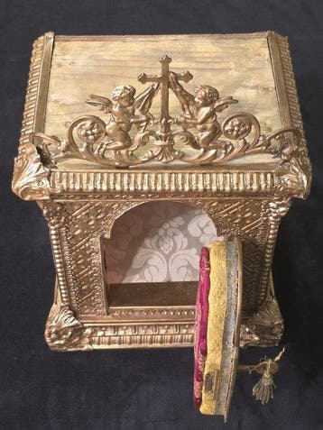 sculptuur, Antico Tabernacolo XIX sec Chiesa bronzo ed