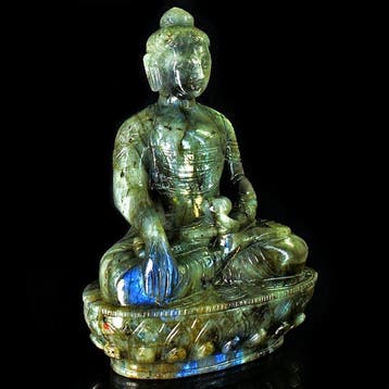 Beeld, Big Huge Madagascar Labradorite Carved Divine Lord, Verzamelen