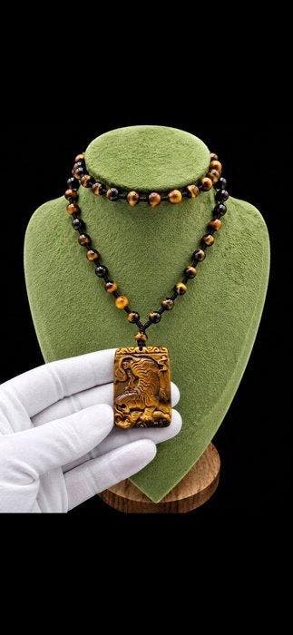 Exquisiete tijgeroog-ketting met natuurlijke Bengaalse