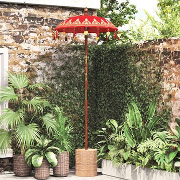 vidaXL Balinese Parasol Rood 125 x 125 x 260 cm Katoen, Verzenden, Nieuw