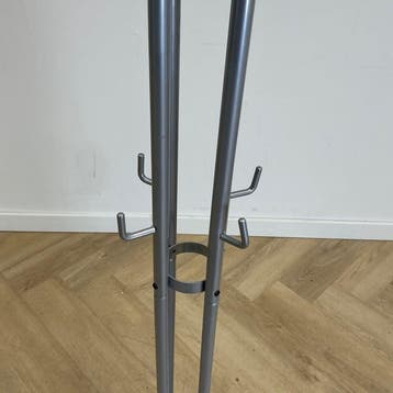Kapstok vv 12 haken (hxbxd) 174x58x58 cm,  zilvergrijs, Gebruikt, Bureau