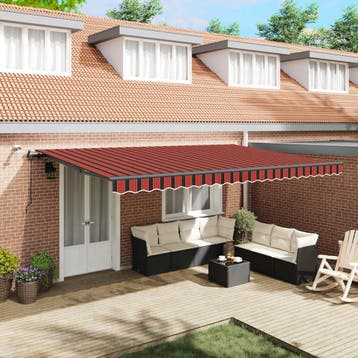 vidaXL Uitschuifbare luifel Oranje en bruin 500 × 300 cm, Tuin en Terras, Verzenden, Nieuw