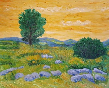 Stanislav Kunchev 1984 - “Meadow at Sunset”