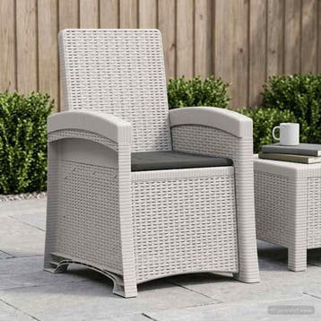 vidaXL Ligstoel Rieten Look Wit en antracietkleurig PP, Tuin en Terras, Tuinstoelen, Verzenden, Nieuw
