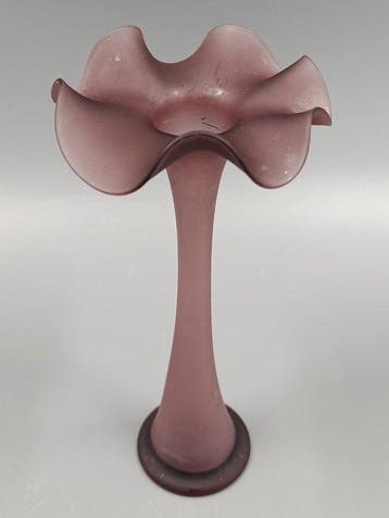Elegante Murano Glas Vase in Violett – Mattiertes Design mit