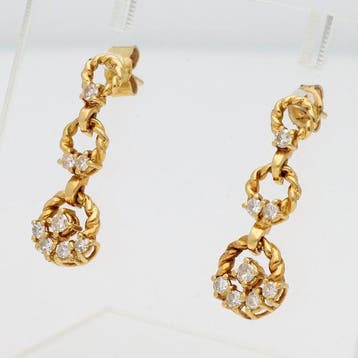 Boucles doreilles - 18 carats Or jaune Diamant (Naturelle), Bijoux, Sacs & Beauté, Boucles d'oreilles
