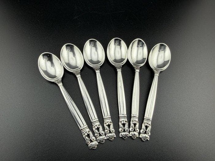 Georg Jensen - Bestekset (6) - ACORN - 925 zilver -, Antiquités & Art, Antiquités | Argent & Or