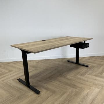 verstelbaar bureau met persoonlijke lade 180x80 cm, natuur, Huis en Inrichting, Bureaus, In hoogte verstelbaar, Gebruikt