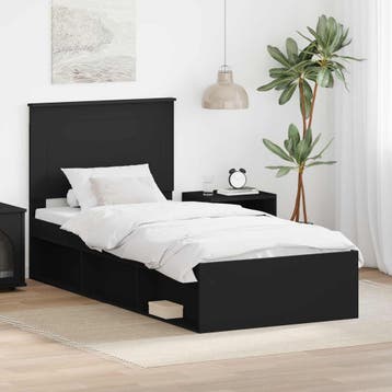 vidaXL Bedframe met hoofdeinde Zwart 75 x 190 cm Massief, Huis en Inrichting, Slaapkamer | Bedden, Verzenden, Nieuw