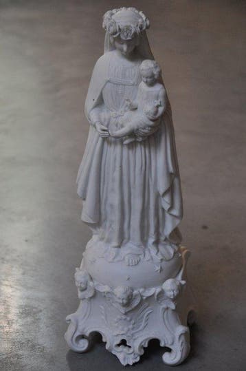 Beeld, Madonna met kind - 39 cm - Biscuit porselein