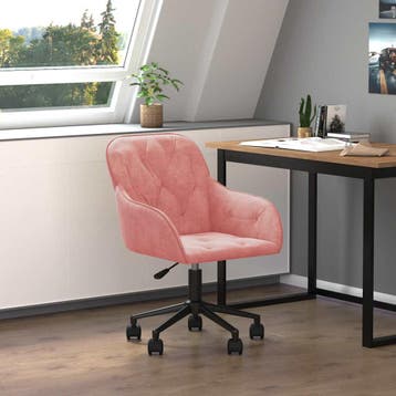 vidaXL Kantoorstoel draaibaar fluweel roze, Verzenden, Nieuw