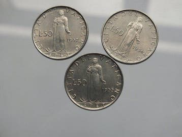 Vaticaan. pio XII 11 monete non circolate 1951/1957 -