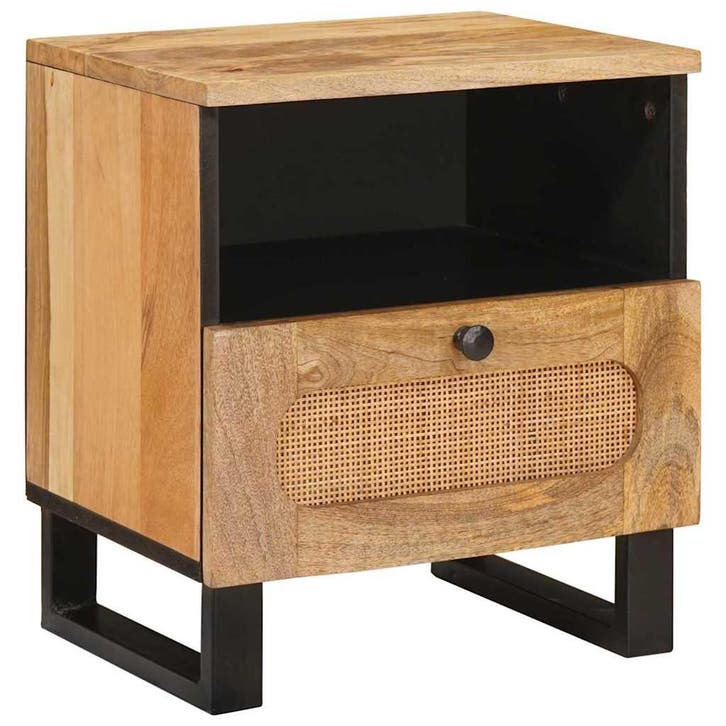 vidaXL Nachtkastje met lade Naturel 40 x 33 x 46 cm Massief, Huis en Inrichting, Slaapkamer | Nachtkastjes, Nieuw, Verzenden