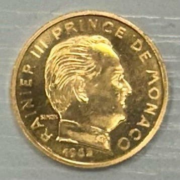 Monaco. 50 Centimes 1962 Rainier III. Essai en or, Timbres & Monnaies