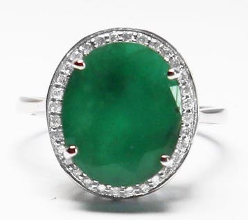 Sans prix de réserve - Bague - 14 carats Or blanc Émeraude -, Bijoux, Sacs & Beauté, Bagues
