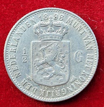 Pays-Bas. Wilhelmina. 1/2 Gulden 1898 (Sans prix de réserve)