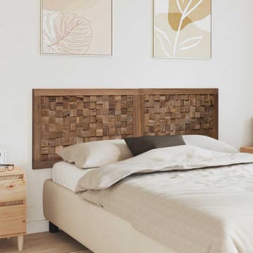 vidaXL Bed Hoofdbord Naturel Massief Teakhout, Huis en Inrichting, Slaapkamer | Bedden, Verzenden, Nieuw