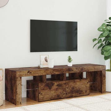 vidaXL Tv-meubel LED-verlichting 140x36,5x40 cm gerookt, Verzenden