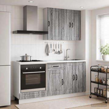 vidaXL Keukenblok KALMAR 5 st Grijs Sonoma Bewerkt hout, Verzenden